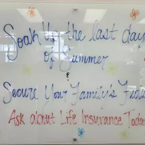 In these final days of summer, ensure the well-being of those around you by securing adequate protection. Life insurance is a fundamental necessity for all individuals. Call us today to review your current coverage or acquire new protection.