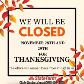 ????✨ Thanksgiving Notice! ????✨ Our office will be closed November 28th and 29th in observance of the holiday. We encourage everyone to take this time to relax, reflect, and enjoy the company of loved ones. Thank you for your understanding! Wishing you a joyful and festive Thanksgiving! ????❤️