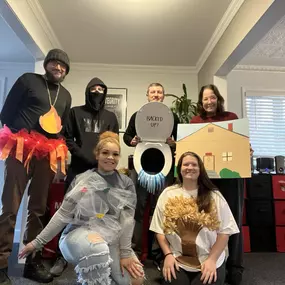 Our team was very creative for Halloween! We dressed up as a homeowners claim, including the perils of wind, hail, fire, theft, tree damage, and backup of sewer/drain! Happy Halloween, everyone!