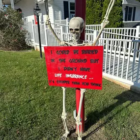 Come see Fred outside of the Matt Gardner State Farm Agency for life insurance awareness month! Fred is dead, and he is not in the ground because he didn’t have any life insurance.