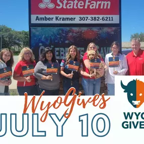 Amber Kramer - State Farm Agency invites you to join them in supporting WyoGives this Wednesday on July 10th. You can support United Way of Southwest Wyoming and other causes you care about.
#WyoGives #ShowUsWY