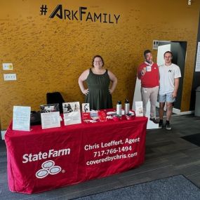 Chris Loeffert State Farm set up a business table at the local gym!