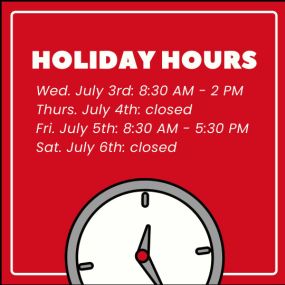 We have adjusted office hours for the Fourth of July holiday