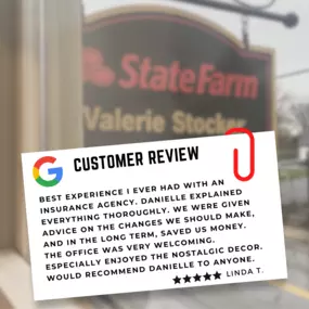 Valerie Stocker - State Farm Insurance Agent
Employee review highlight