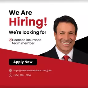 Attention Good Neighbors! We are hiring here at the Michael Nickas State Farm office! We are looking for a career-minded professional to join our office as a licensed insurance team member. Visit our website for more information on the position and how to apply!