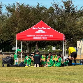 Soccer and pop-up tents