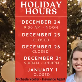 Happy Holidays from our team to yours! ????✨ As we celebrate this joyful season, here are our holiday hours to keep you covered when you need us. Wishing you a season filled with cheer, warmth, and peace! #HappyHolidays #HereToHelp