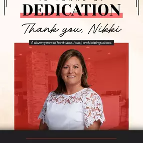 Today we’re celebrating Nikki Dietz and her 12 incredible years with our team! From day one, she’s brought knowledge, compassion, and the kind of energy that makes a difference every single day.