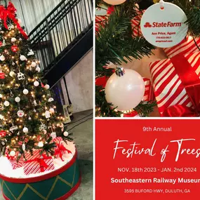 Make sure to stop by Southeastern Railway Museum to check out our Ann Price State Farm tree and trees from over 40 other local businesses and nonprofits at the Festival of Trees.