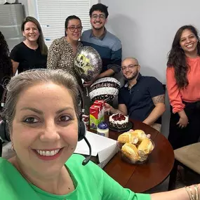 State Farm Agent Talline Carvalho celebrates team members birthday in the office