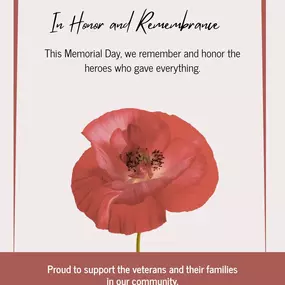 This Memorial Day, we pause to honor the courageous men and women who gave their lives in defense of our nation.
We’re proud to support the veterans and families right here in our community.