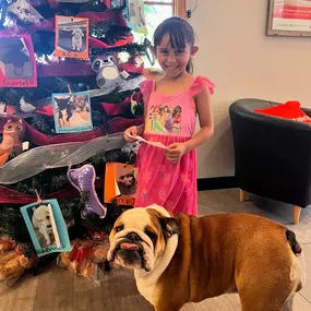 Happy 3rd Birthday to Piper the best State Farm bulldog in the world! Thank you so much to our neighbors @aboveandbeyondpoolsaz for coming over to celebrate with us! Piper got lots of love and treats today and her friend even made her a very special birthday card. Happy Birthday Piper!