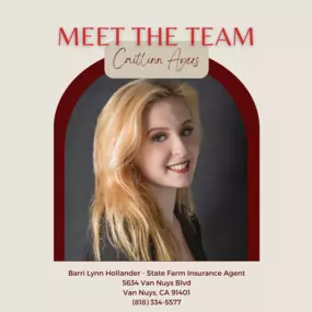 Meet our team member, Caitlinn! 
Born and raised in the Valley, I’ve been in LA my entire life. I have been working as a State Farm customer service representative for 5 years and love taking care of customers. I am always happy to help with a service issue. My hobbies include spending time with my Lab – Billy, working on various art projects, and fashion. I also enjoy camping with my family and binge-watching shows.