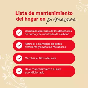 Un poco de mantenimiento hará de tu vivienda un refugio de calma esta primavera. Con estos consejos haz de tu casa un espacio cómodo, eficiente y listo para el calor.

A little maintenance will make your home a haven of calm this spring.. Make your home a comfortable, efficient and heat-ready space with these tips.