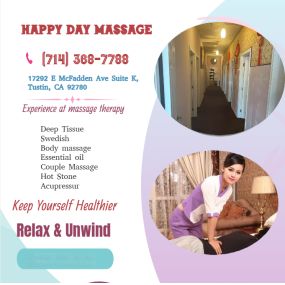 Our traditional full body massage in Tustin, CA
includes a combination of different massage therapies like 
Swedish Massage, Deep Tissue, Sports Massage, Hot Oil Massage at reasonable prices.