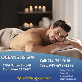 Whether it stress, physical recovery, or a long day at work, Oceans 85 Spa has helped 
many clients relax in the comfort of our quiet & comfortable rooms with calming music.