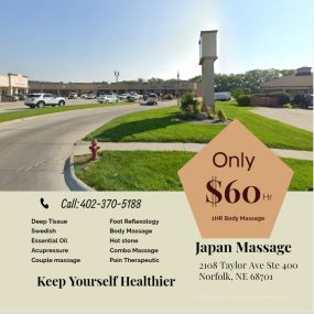 Our traditional full body massage in Norfolk, NE 
includes a combination of different massage therapies like 
Swedish Massage, Deep Tissue, Sports Massage, Hot Oil Massage at reasonable prices.