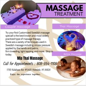 A great way to enjoy your vacation in Honolulu,
A hot stone massage is a type of massage therapy. It’s used to help you relax and ease tense muscles 
and damaged soft tissues throughout your body.