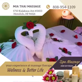 Here at Mia Thai Massage, we love being a part of helping. 
taking part in peoples wellness and a better life.