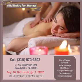 Massage techniques are commonly applied with hands, fingers, 
elbows, knees, forearms, feet, or a device. 
The purpose of massage is generally for the treatment of 
body stress or pain.