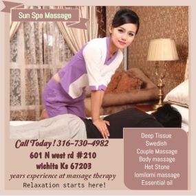 Our traditional full body massage in Wichita, KS
includes a combination of different massage therapies like 
Swedish Massage, Deep Tissue, Sports Massage, Hot Oil Massage
at reasonable prices.