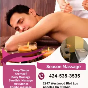 The full body massage targets all the major areas of the body that are most subject to strain and discomfort including the neck, back, arms, legs, and feet. 
If you need an area of the body that you feel needs extra consideration, 
such as an extra sore neck or back, feel free to make your massage therapist aware and they will be more than willing to accommodate you.