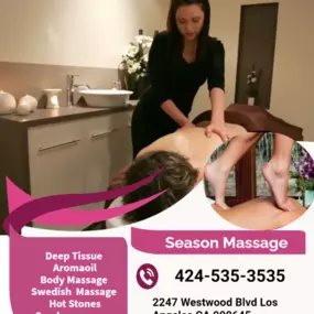 Massage techniques are commonly applied with hands, fingers, 
elbows, knees, forearms, feet, or a device. 
The purpose of massage is generally for the treatment of 
body stress or pain.