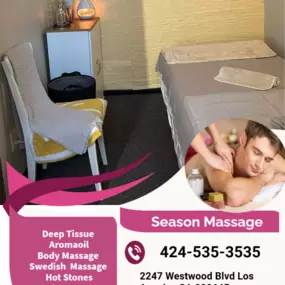 Whether it stress, physical recovery, or a long day at work, Season Massage has helped 
many clients relax in the comfort of our quiet & comfortable rooms with calming music.