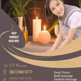 Here at Top VIP Massage we love being a part of helping 
taking part in peoples wellness and a better life.