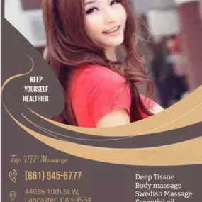 Whether it’s stress, physical recovery, or a long day at work, Top VIP Massage has helped 
many clients relax in the comfort of our quiet & comfortable rooms with calming music.