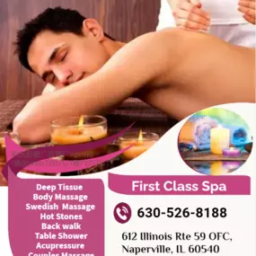 The full body massage targets all the major areas of the body that are most subject to strain and
discomfort including the neck, back, arms, legs, and feet. 
If you need an area of the body that you feel needs extra consideration, 
such as an extra sore neck or back, feel free to make your massage therapist aware and
they’ll be more than willing to accommodate you.