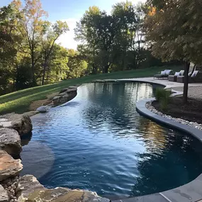 Crystal clear pool overlooking the hills of Lexington KY