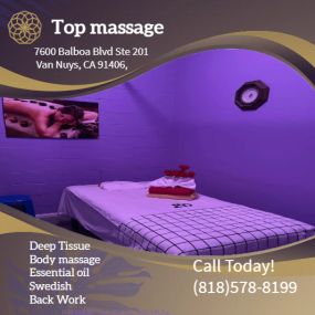 Our traditional full body massage in Van Nuys, CA 
includes a combination of different massage therapies like 
Swedish Massage, Deep Tissue, Sports Massage, Hot Oil Massage
at reasonable prices.