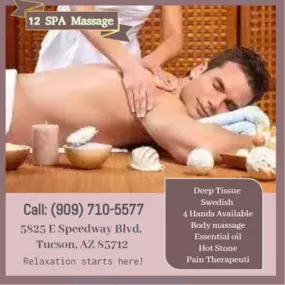 The full body massage targets all the major areas of the body that are most subject to strain 
and discomfort including the neck, back, arms, legs, and feet. If you need an area of the body 
that you feel needs extra consideration, such as an extra sore neck or back, feel free to make 
your massage therapist aware and they will be more than willing to accommodate you.