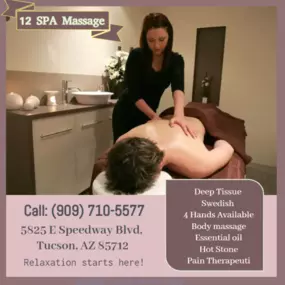 Massage techniques are commonly applied with hands, fingers, 
elbows, knees, forearms, feet, or a device. 
The purpose of massage is generally for the treatment of 
body stress or pain.