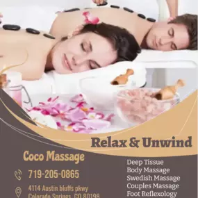 A couple's massage is just like any other massage service, 
but you and your partner receive the massage at the same time, 
on separate tables, and by two different massage therapists. 
The massage is generally offered in a private room on side-by-side massage tables.