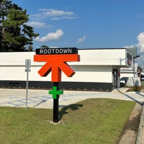 Exterior Signage of Rootdown Medical Dispensary in Ocean Springs, MS