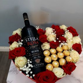 Ruby Flowers- Flower Arrangements with Wine