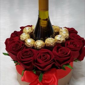 Ruby Flowers- Flower Arrangements with Wine