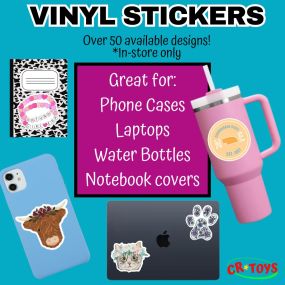 ⭐????⭐You asked, we delivered! Introducing Vinyl Stickers! Only $3.99 each, available in-store now. With over 50 adorable designs to choose from, these stickers are perfect for water bottles, phone cases, and more! Payden is already planning to cover her laptop in all of these cute new designs. Grab yours today and add some flair to your life!⭐????⭐