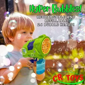 ????⭐????Get ready for endless bubble fun with Hyper Bubbles the rechargeable and refillable bubble machine! With its small and lightweight design, it's the ideal size for family activities and kids over 5. This would make a perfect addition to your Easter festivities!????⭐????