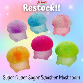 ⭐????⭐Our Super Duper Sugar Squisher Mushrooms are BACK by popular demand! PLUS we've got brand new Sugar Donuts in the sweetest fruit editions! ???????????? Stop in to squeeze, knead, and squish your new favorite fidgets today!⭐????⭐