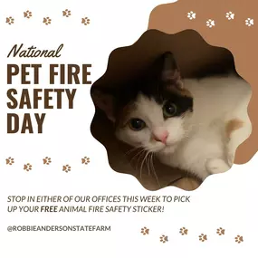 Happy Monday and #petfiresafetyday!! Keeping our pets safe is so important, especially during an emergency like a fire! Stop into either office this week to pick up your animal fire safety sticker.