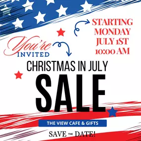 ????✨ Get ready for our Christmas in July Sale starting Monday, July 1st! Unwrap amazing deals and delightful surprises you won’t want to miss. ???? Mark your calendars and join us at The View Cafe & Gifts for a summer celebration with a festive twist! Fireworks????