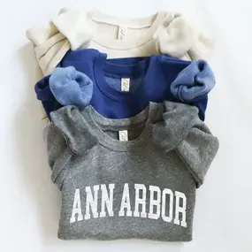 Case of the Blues?! Don’t let the ice get you down- we’ve got new custom Ann Arbor sweatshirts in stock in adult & toddler sizes!