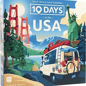 Product highlight! 10 Days in the USA is a fun and educational strategy game for the whole family. 
For ages 6+, this game is simple enough for young players to understand but is entertaining for everyone as a strategy game! 
The game is $29.99, but will be 20% off for a few more days with our Fall Savings Sale. Enter the code: Fall24 for this discount during checkout.