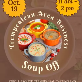 Mark your calendars for Saturday, October 19, because we're at it again.  This time, though, instead of just chili, we're going for a Soup Off. You'll be strolling around town to the participating area businesses, tasting and voting for your favorite soup! More info and details coming soon!