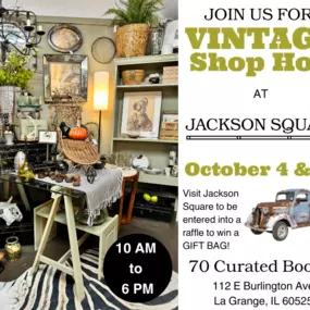 ????✨Ready for the Vintage Shop Hop Fall 2024 Road Trip? ????✨
Join the adventure with 400+ shops and endless treasures to discover! ????
Stop by Jackson Square on Friday, October 4th and 5th on your road trip!????
Explore the offering of more than 70 small businesses offering vintage and new! Find furniture, seasonal decor, fashion finds, jewelry! ✨???? , and so much more!