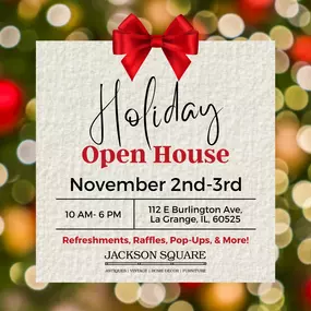 Christmas is coming soon! Our Holiday Open House is taking place at Jackson Square Mall on November 2-3! ????

Please note: Jackson Square Mall will be CLOSED on Friday, November 1, to prepare for the big event!