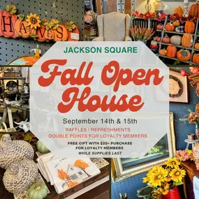 Join us for to celebrate the start of one of our FAVORITE time of the year, FALL!

To celebrate, we are hosting a fall open house and we would love for you to join us! Our dealers have brought in some amazing vintage decor for fall, Halloween and Thanksgiving! From traditional to spooky, we have you covered.
While you shop, enjoy pumpkin spiced or regular coffee, refreshments and more!